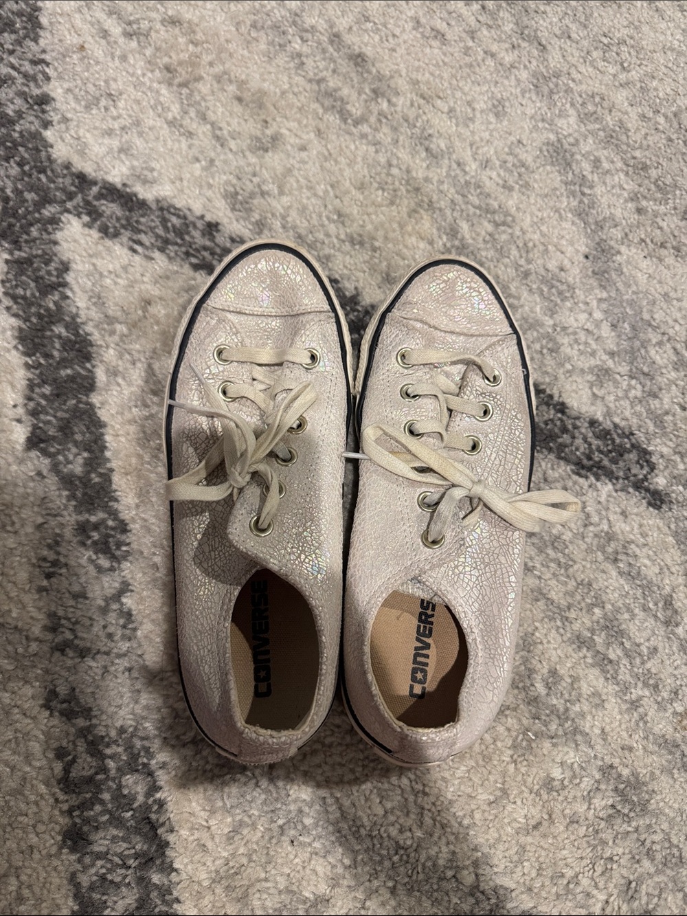 Converse Low Top Sneakers in Iridescent White